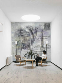 Parisian scene mural featuring tower and fairground charm


