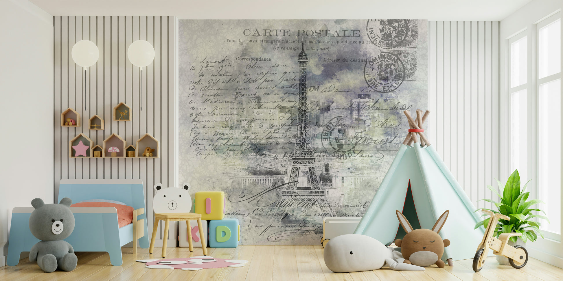 Eiffel Tower view from Montparnasse mural design

