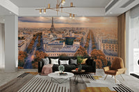 A calming urban design wallpaper mural that defines a space.

