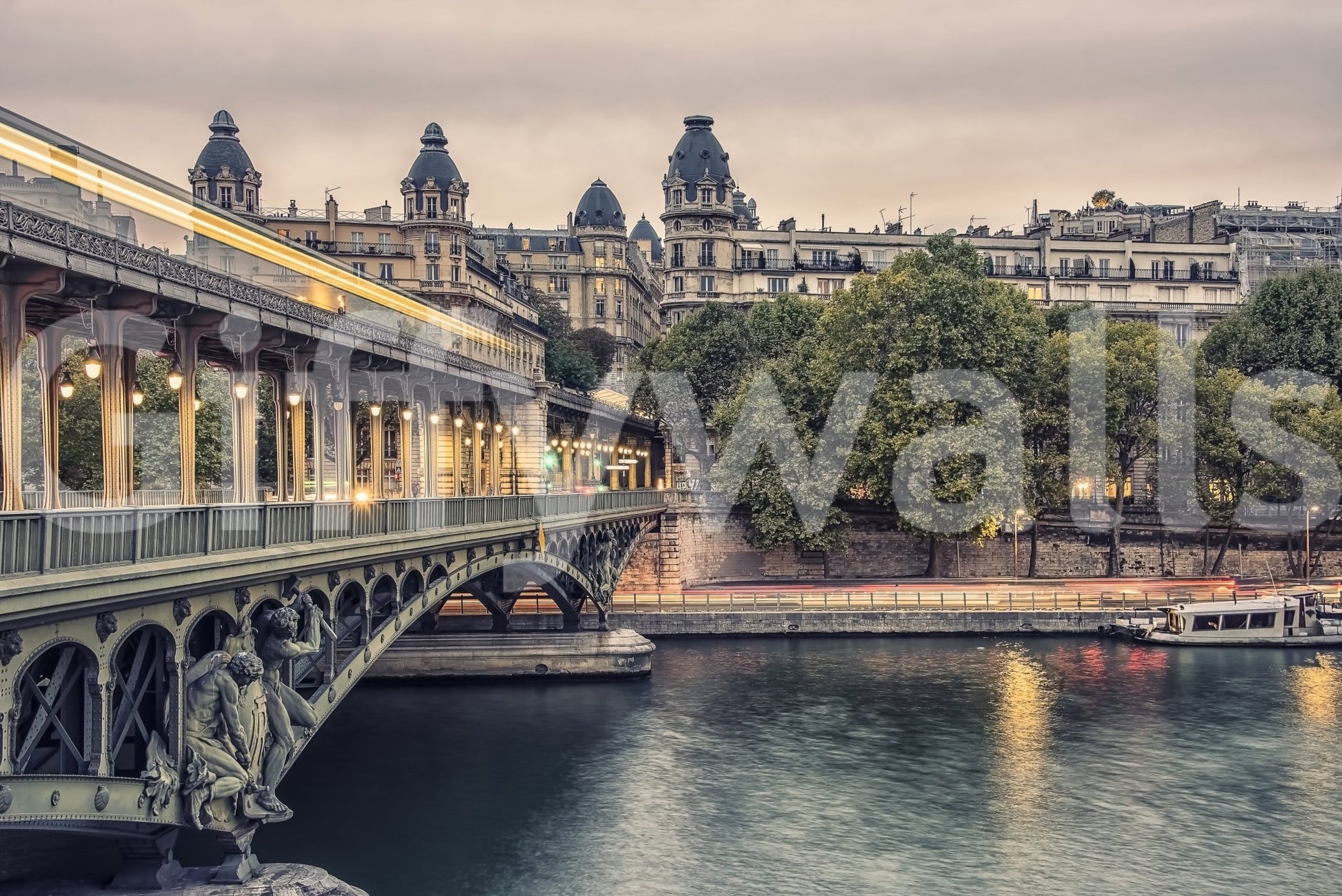 Parisian Bridge Lights Wall Mural