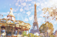 Aesthetic city view Parisian Carousel Dream wallpaper for walls.