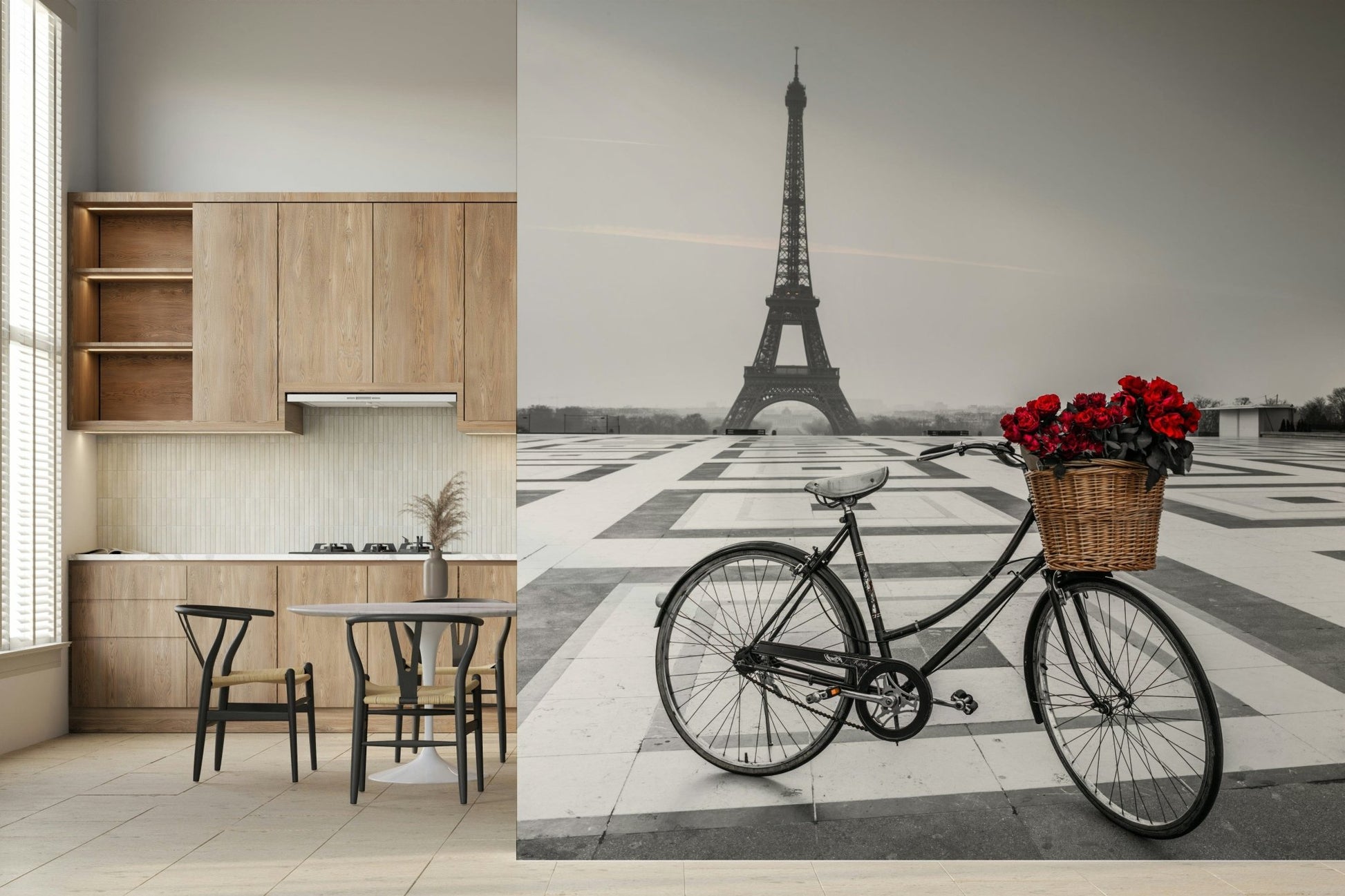 Dreamy destination decor Parisian Love Story wall mural for couple suite renovation.