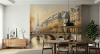 Parisian Serenity Wall Mural used as a focal point in a contemporary home office.