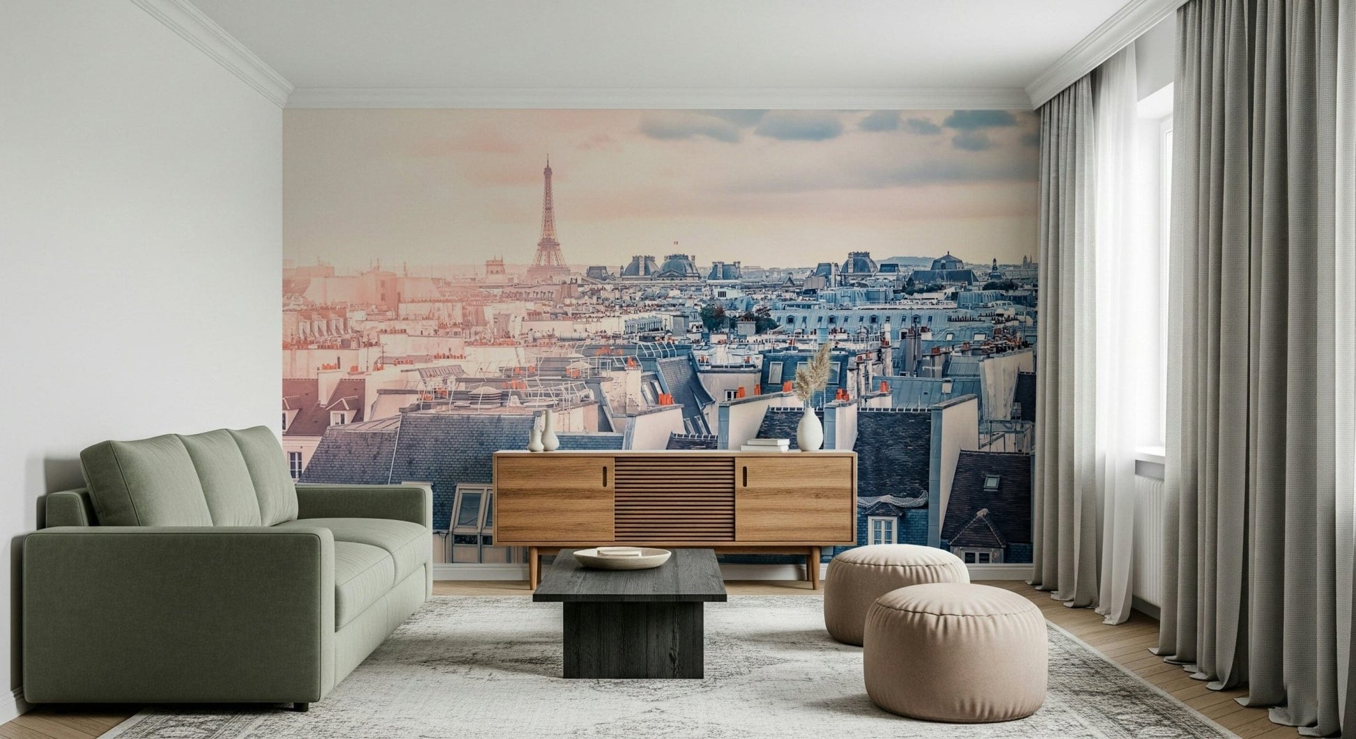 Parisian Sunrise wallpaper for walls city skyline view