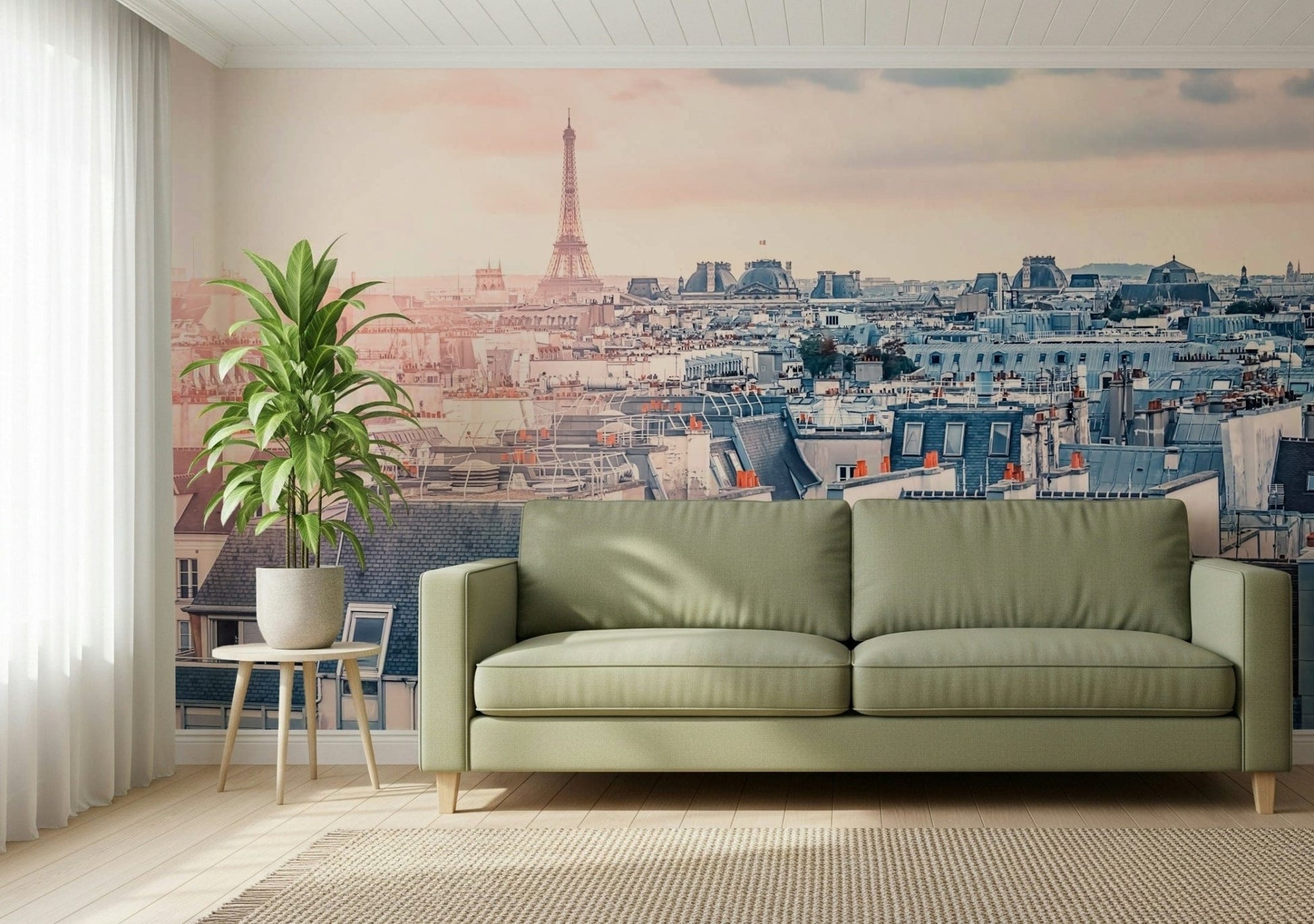 Roofline view Paris France wallcovering home interior