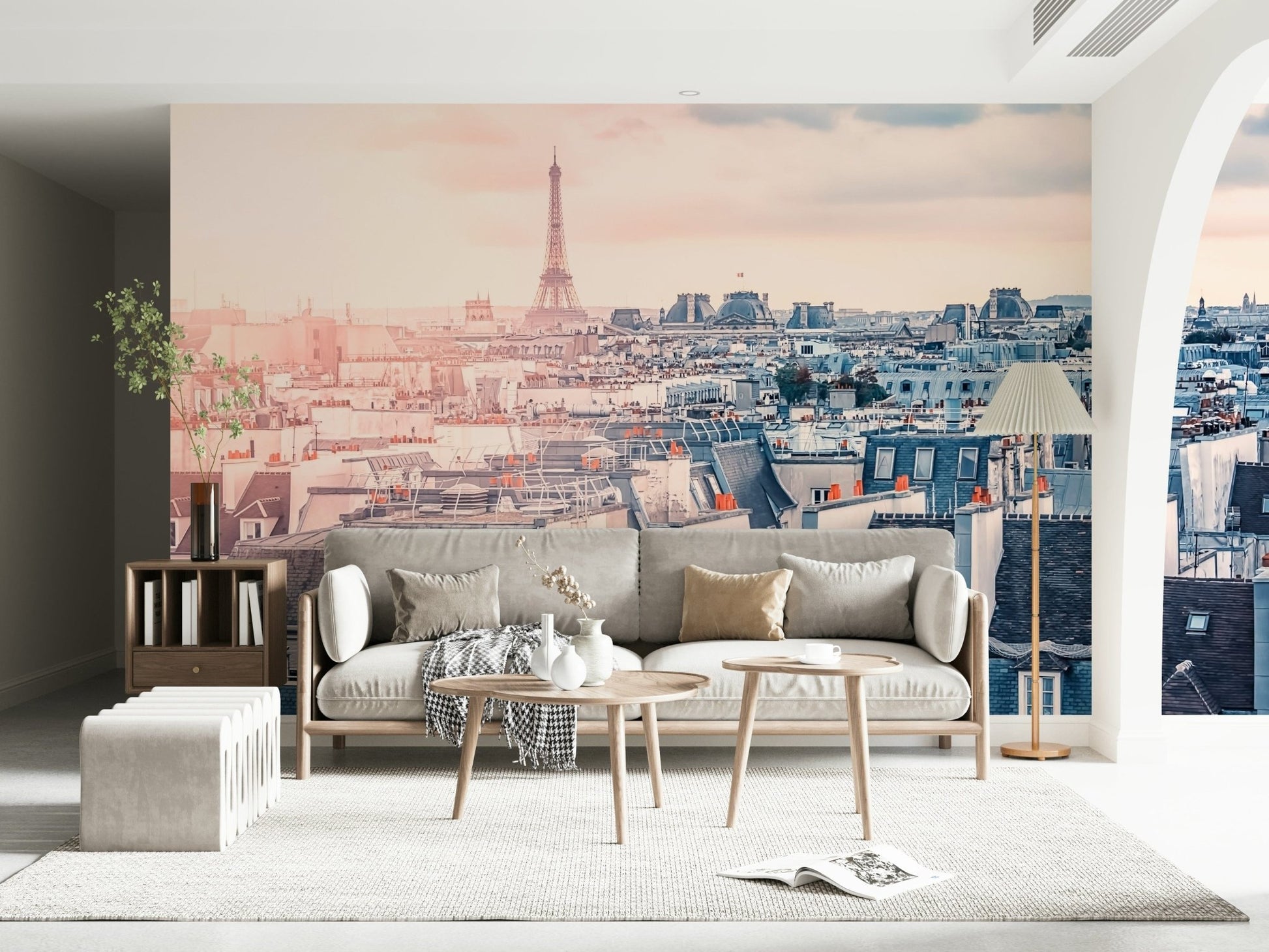 Atmospheric Parisian Sunrise wall mural elegant design