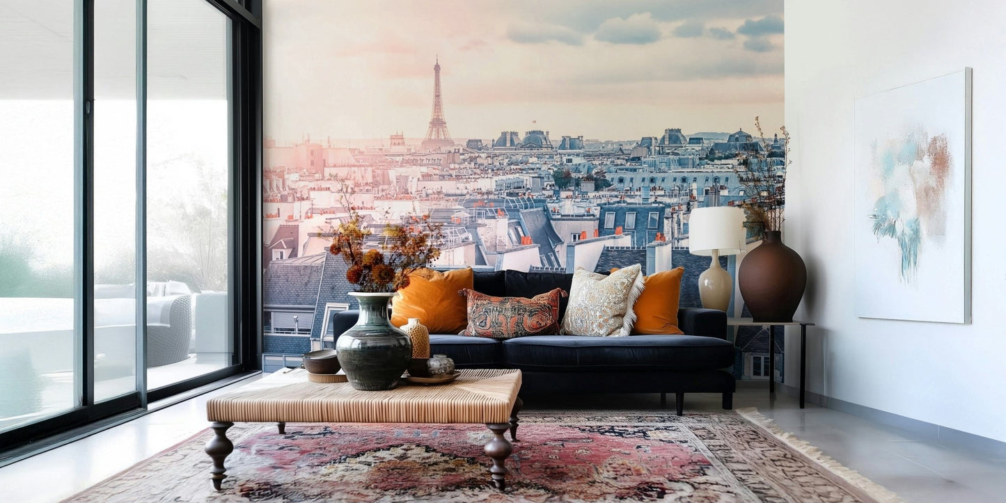 Pastel sunrise over Paris wall mural premium quality