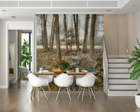 Grounded Bench at Park wallpaper, nature inspired scene for walls.