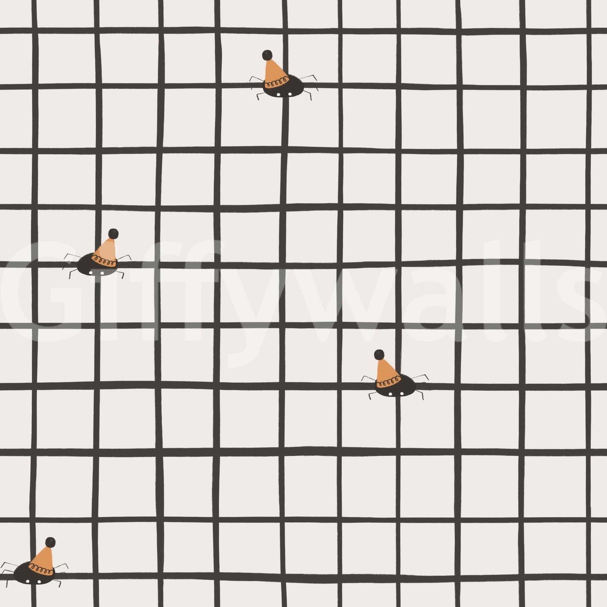 Vibrant insects in celebration arranged neatly on a soft grid pattern.