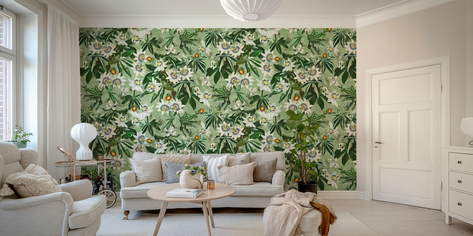 Passionflower Paradise wall mural with intricate, nature-inspired floral designs.

