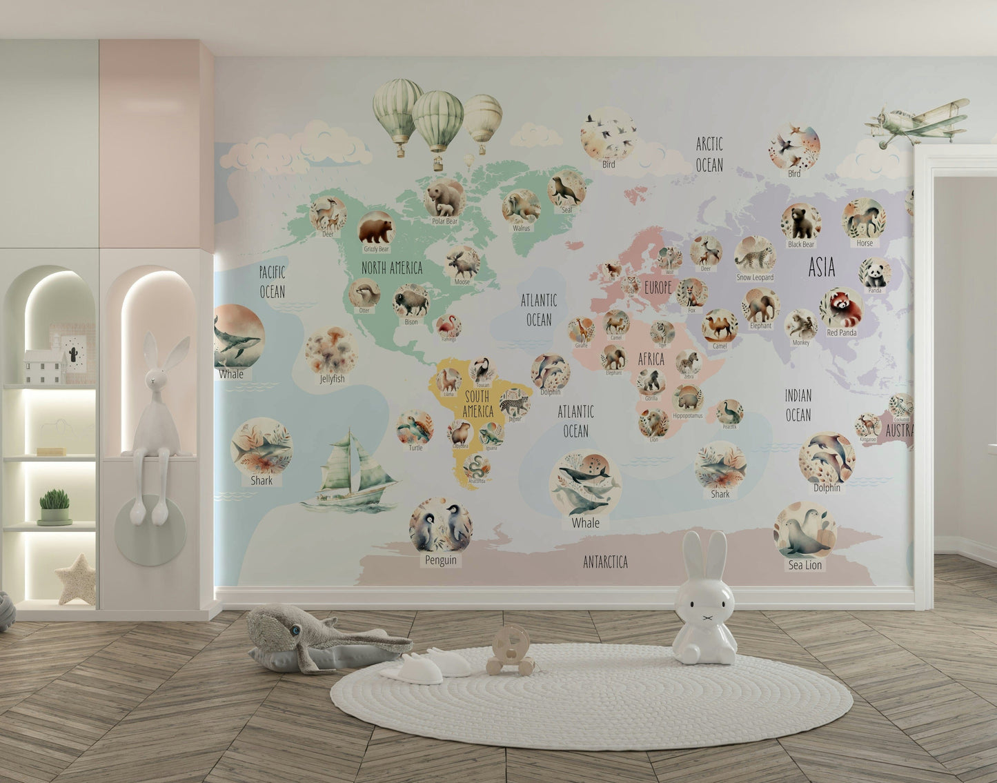 Pastel Wildlife gentle wallpaper for walls