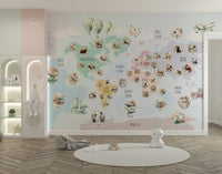 Pastel Wildlife gentle wallpaper for walls