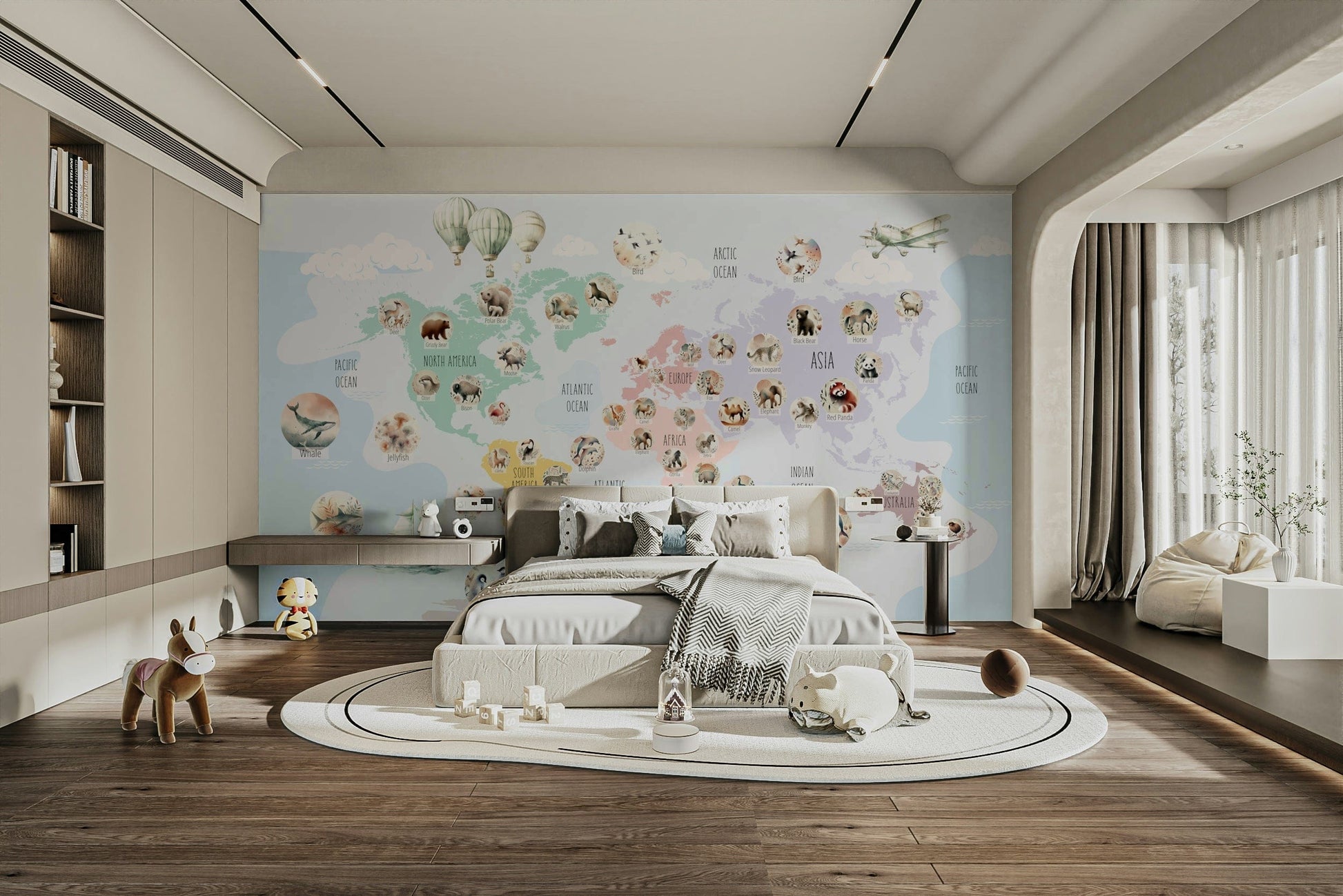 Pastel Wildlife animal mural