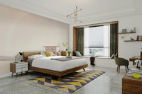 Serene pastel beach mural offering a dreamy room ambiance.

