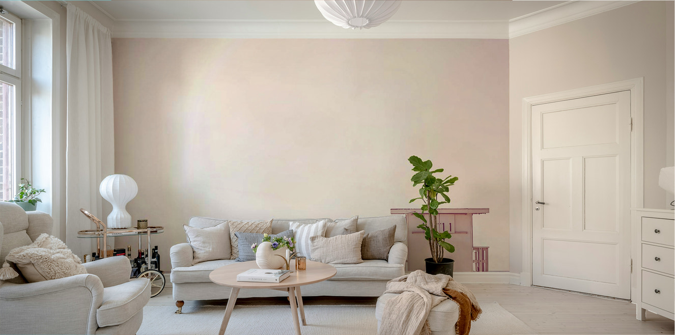 Pastel Beach Dream Wall Mural featuring soft beach colors.

