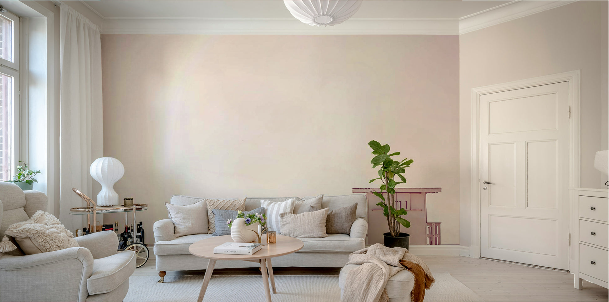 Pastel Beach Dream Wall Mural featuring soft beach colors.

