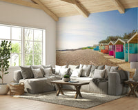 A beautiful wide-angle wall mural of the shore.

