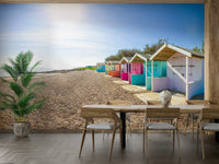 A graceful nautical theme wall mural in cool, natural tones.

