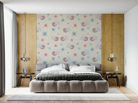 Detailed view of the "Sweet Birdies and Blooms" Pastel Wallpaper, highlighting the gentle colors and cute design.
