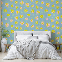 Subtle pastel bloom mural for bedrooms

