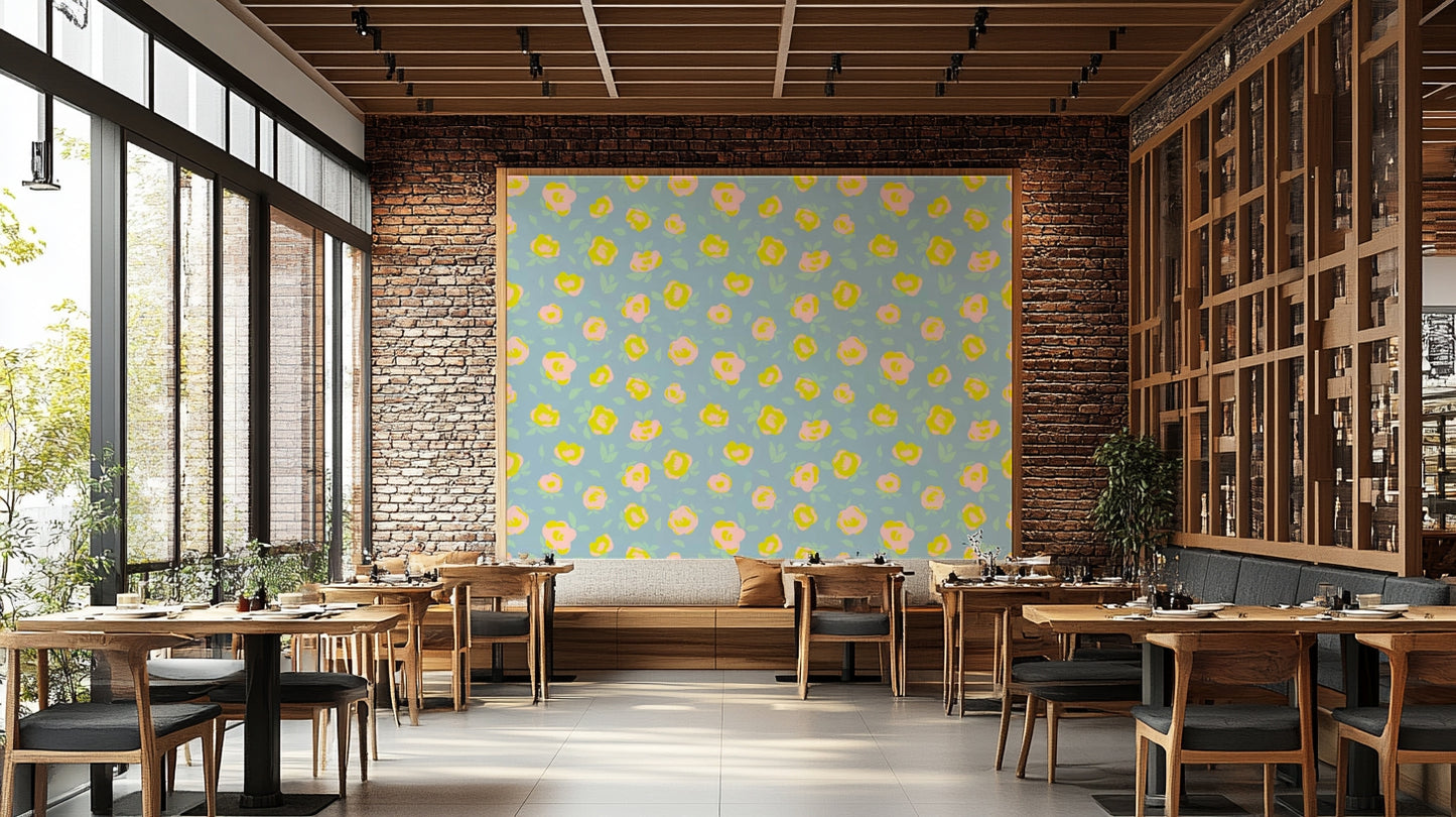 Gentle bloom mural for calm interiors

