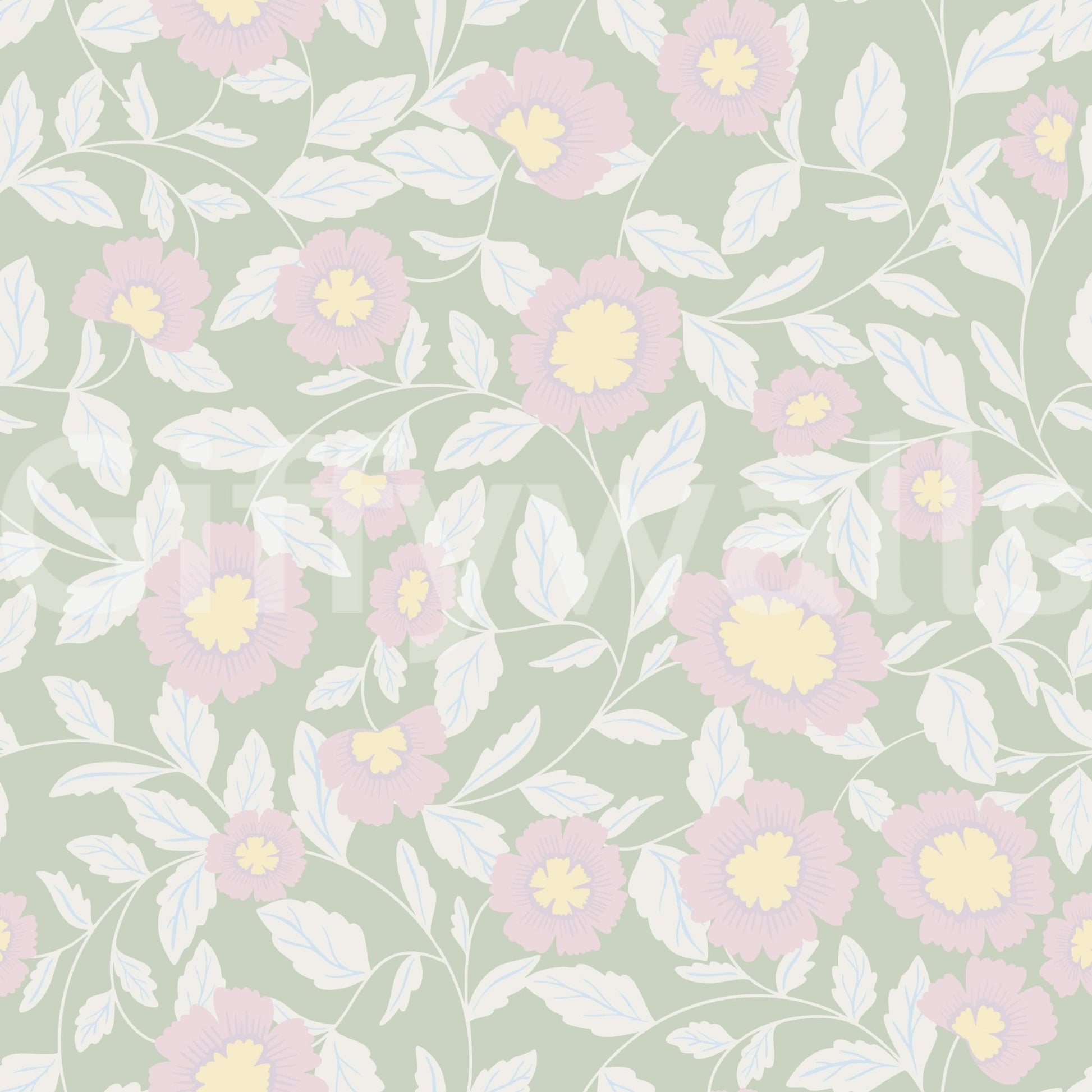 Aesthetic leafy vine peel and stick wallpaper mural.