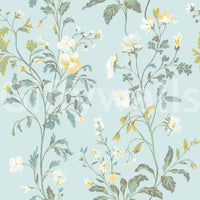 Pastel Botanical Wall Mural – Delicate leaves and flowers in light pastel shades bringing a dreamy, nature-inspired atmosphere.