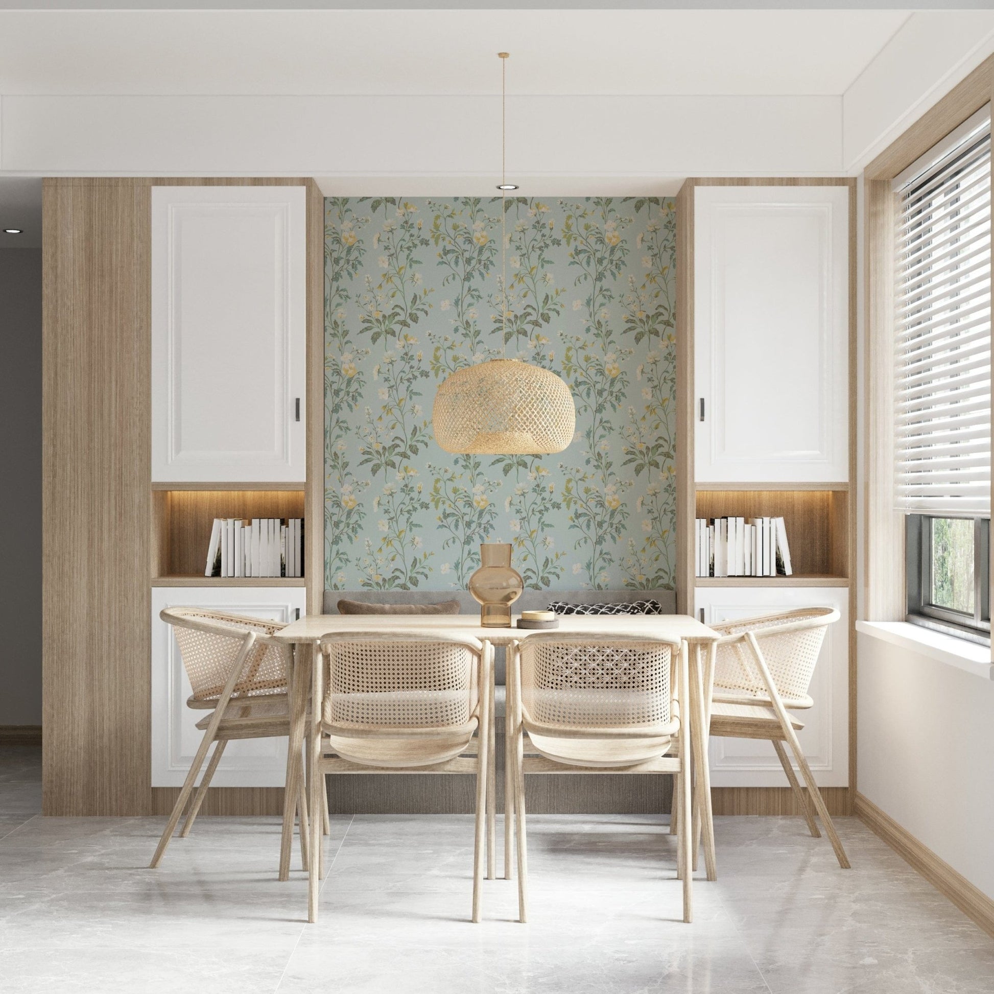 Soft Dreamy Pastel Mural – Airy floral and leafy design in pastel hues for a relaxing and cheerful room vibe.