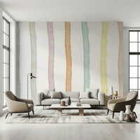 An artistic soft focus mural on minimalist wallpaper.