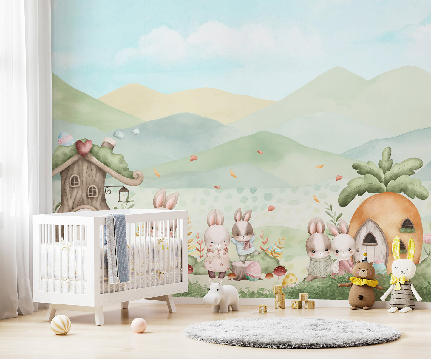 Pastel Bunny Easter Mural Wallpaper