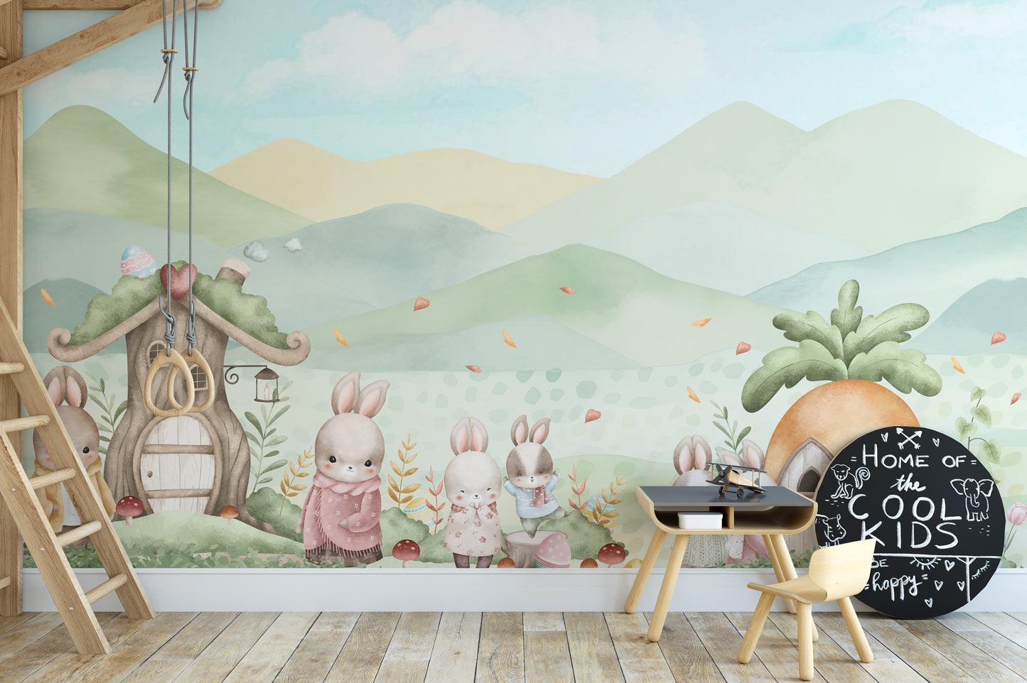 Pastel Bunny Easter Mural Wallpaper
