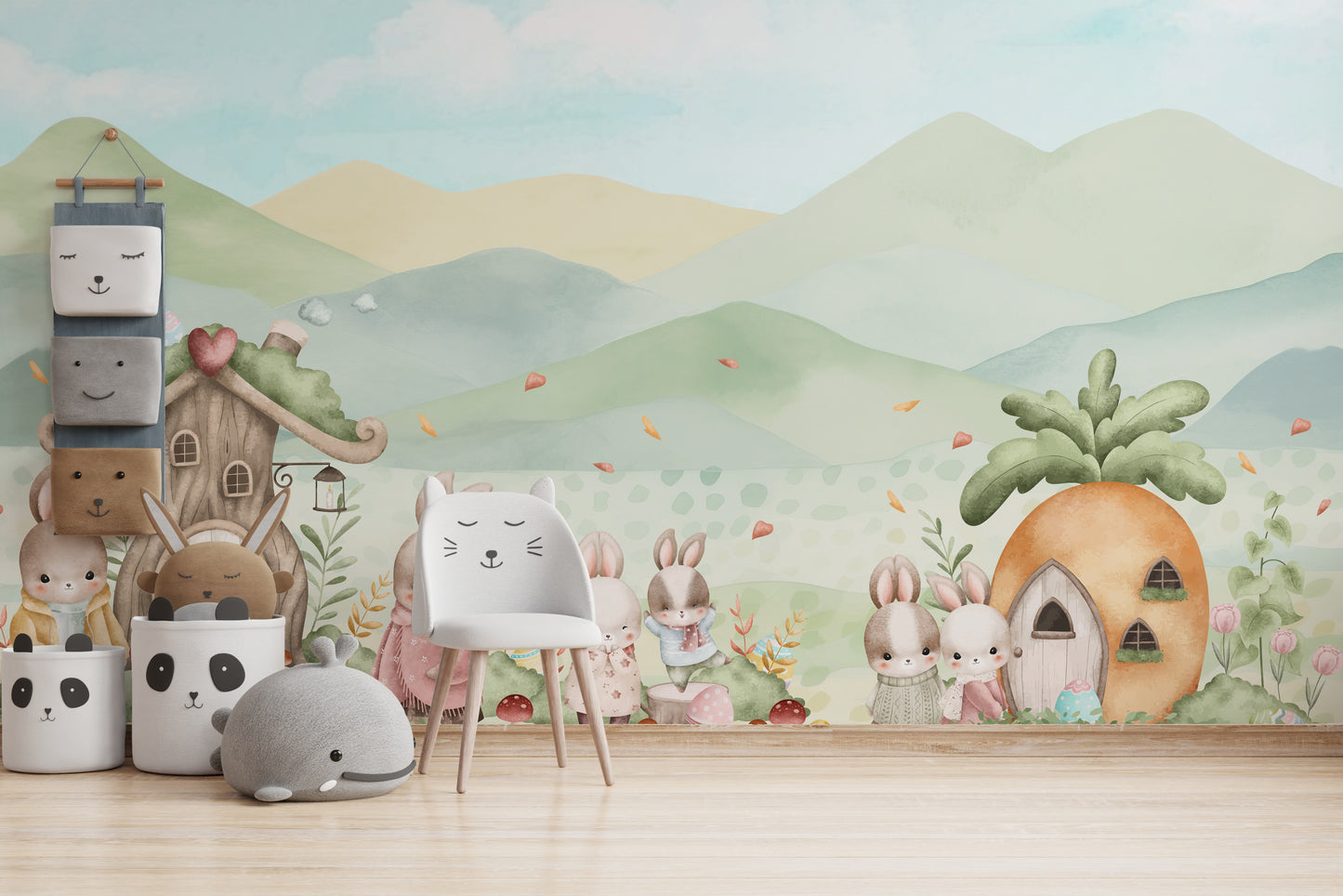 Pastel Bunny Easter Mural Wallpaper