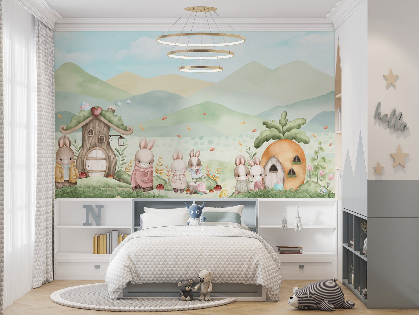 Pastel Bunny Easter Mural Wallpaper