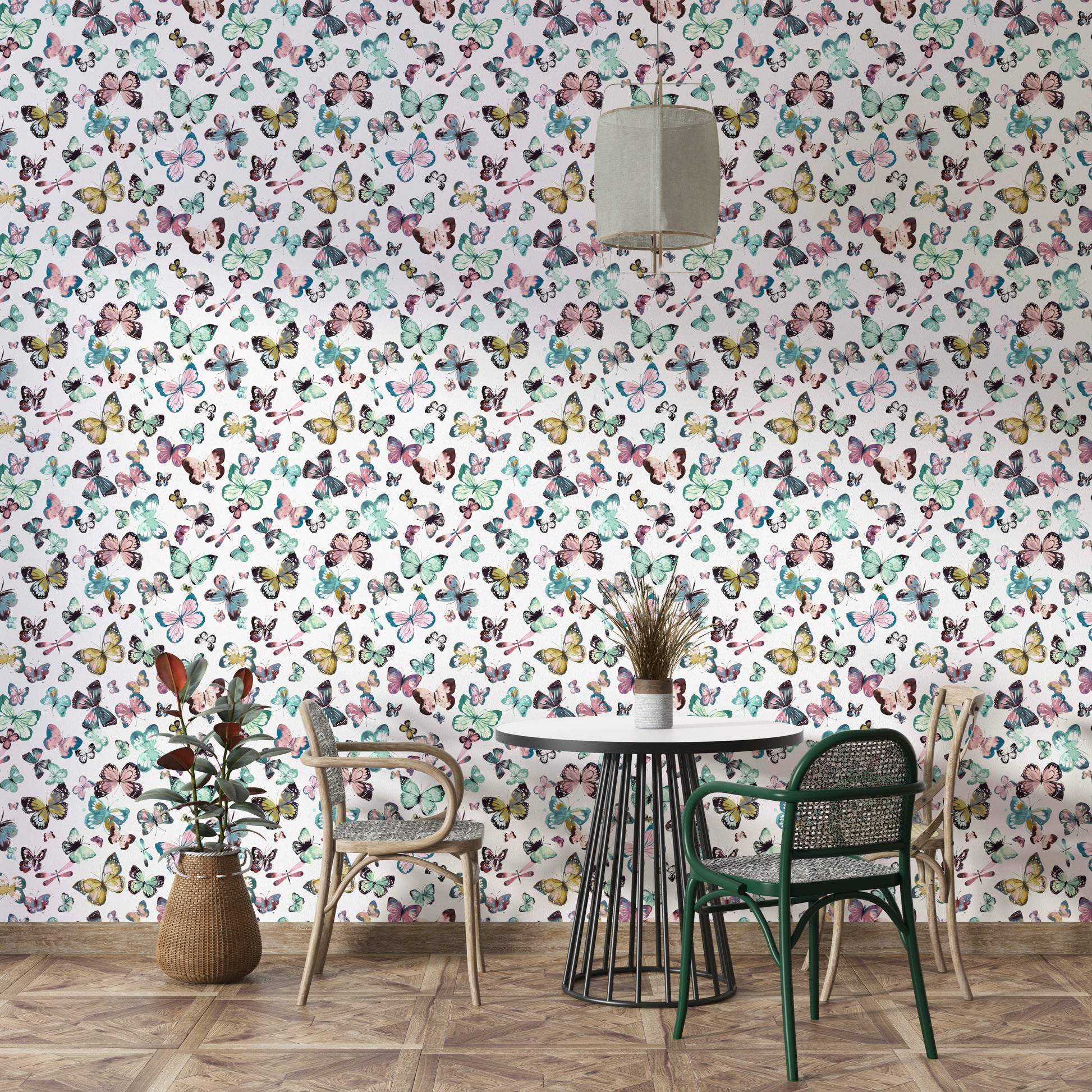 Soft pastel butterfly wallpaper with flying design

