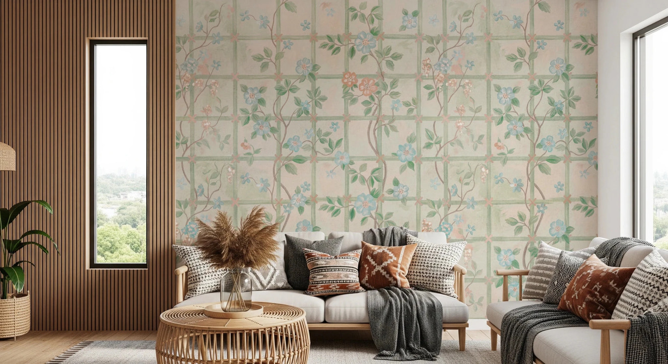 Pastel Charm Garden English Roses Wall Mural