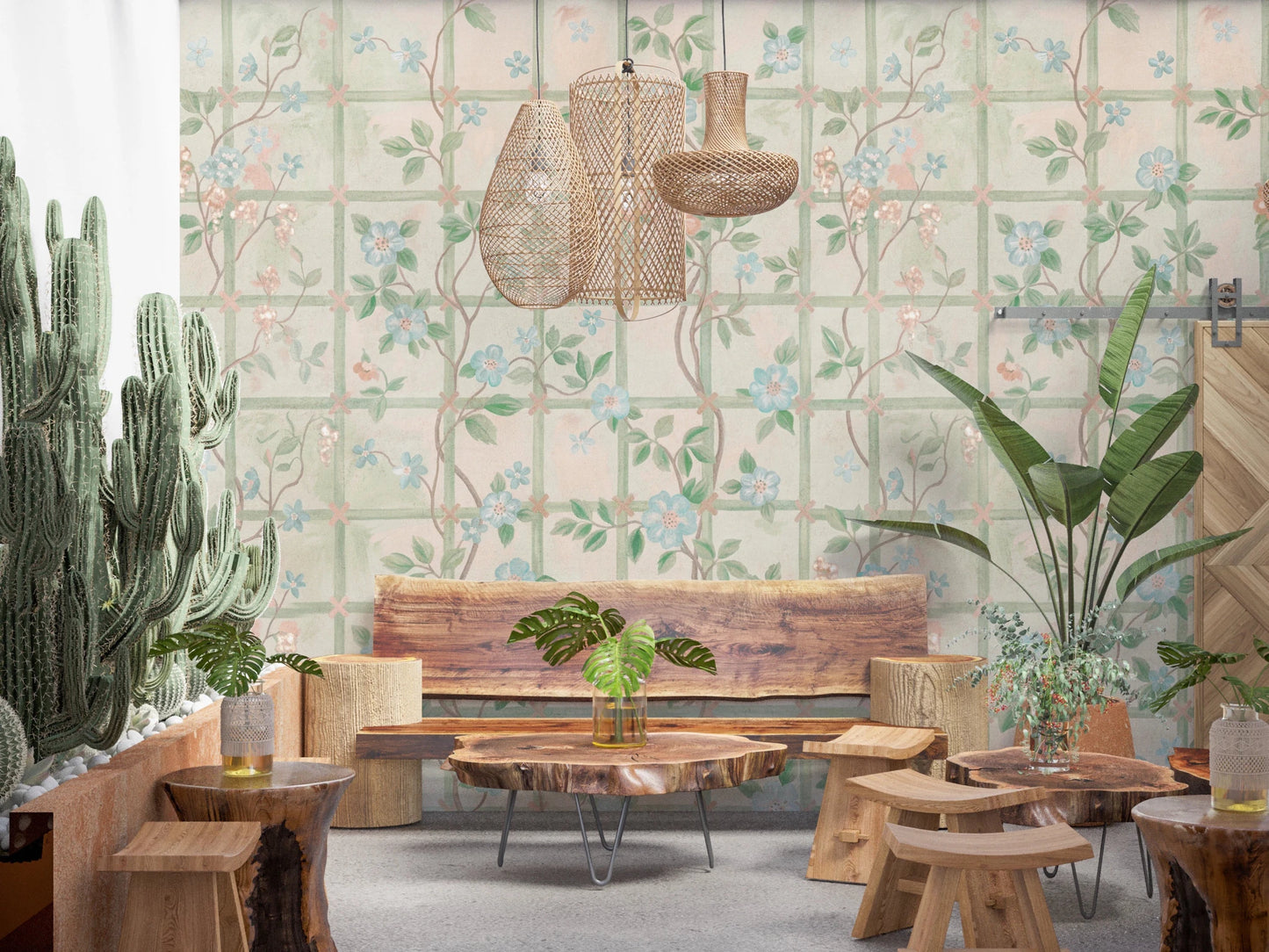 Pastel Charm Garden English Roses Wall Mural