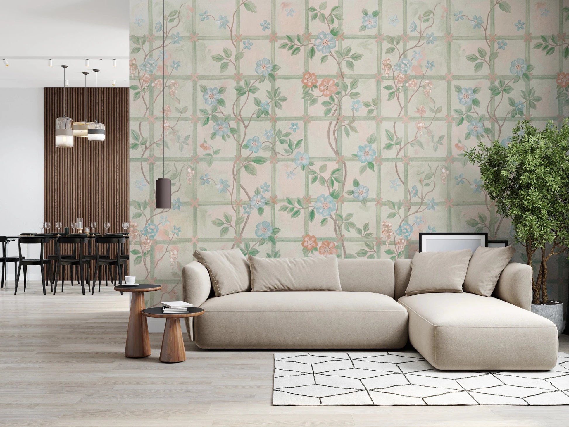 Pastel Charm Garden English Roses Wall Mural