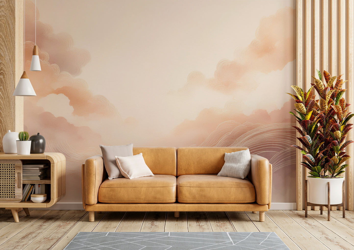 Pastel Cloud Dreams Wall Mural in a home office for a calm workspace.