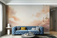 High-resolution print of drifting clouds for a modern guest suite.
