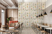 Pastel Floral Botanical Collage Wallpaper⁠