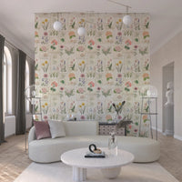 Pastel Floral Botanical Collage Wallpaper⁠