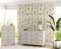 Pastel Floral Botanical Collage Wallpaper⁠