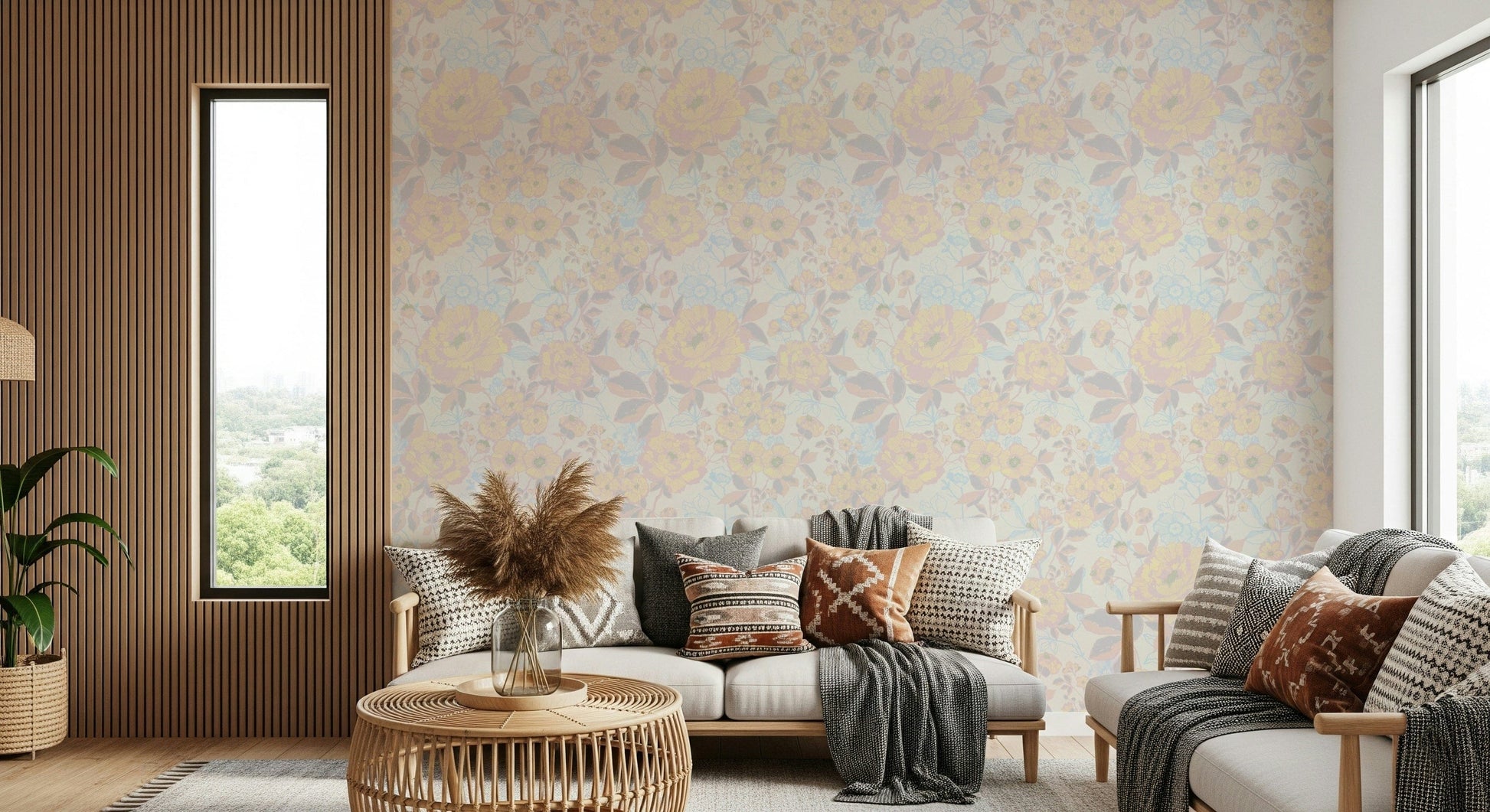 Soft Floral Art watercolor wallpaper for walls.