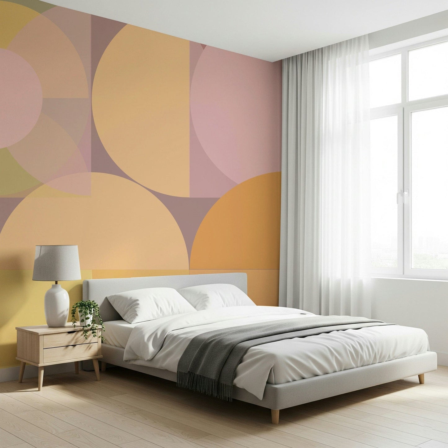 Soft pastel hues form a calming, repeating pattern in this abstract Geometric Wallpaper.