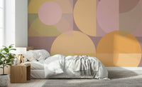 A wall featuring the Geometric Pastel Harmony mural, a balanced and soft Geometric Wallpaper design.