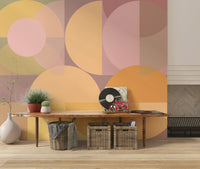 Abstract shapes in harmonious pastel colors create this modern Geometric Wallpaper mural.