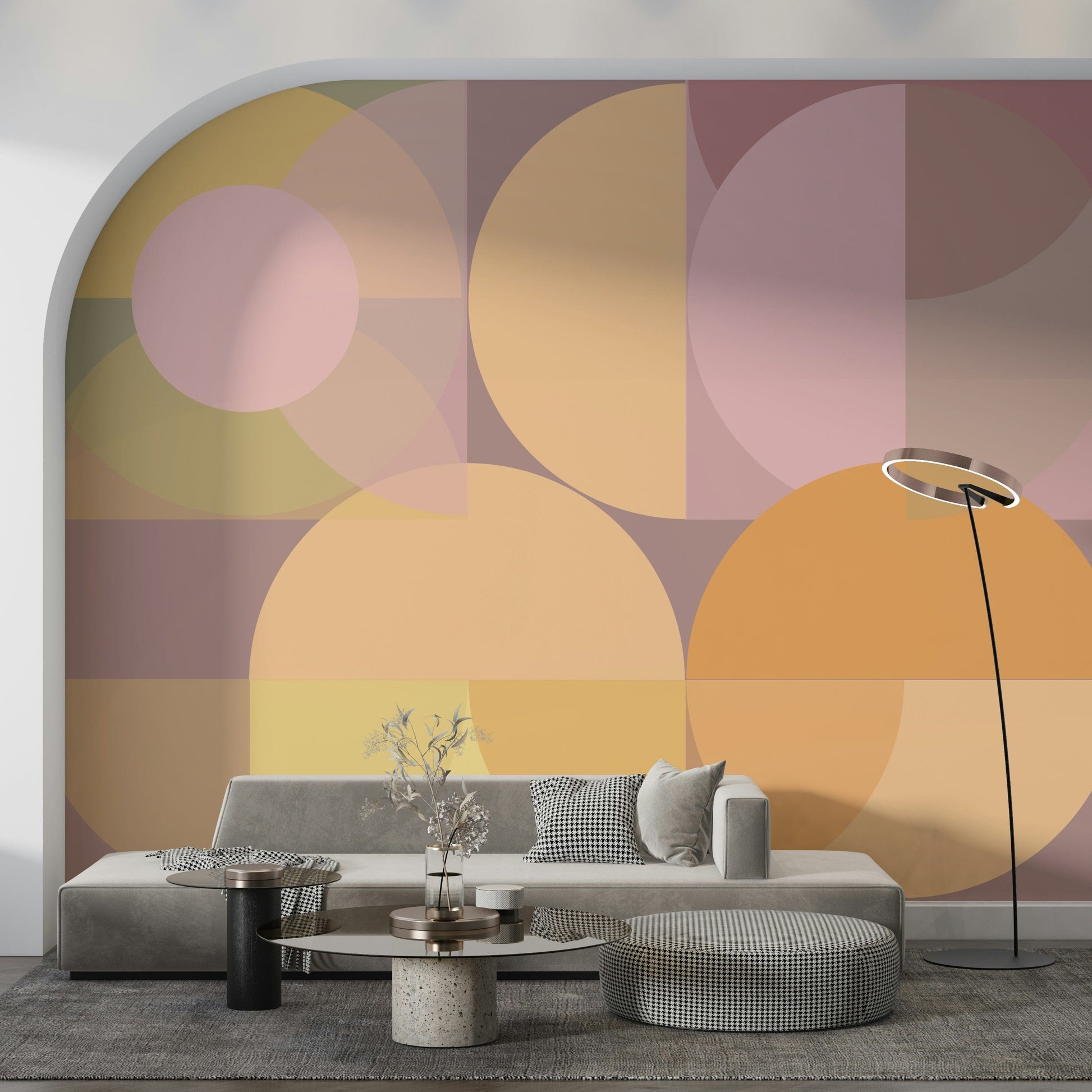 Close-up of the Geometric Pastel Harmony wall mural, showcasing its abstract, soft-colored pattern.