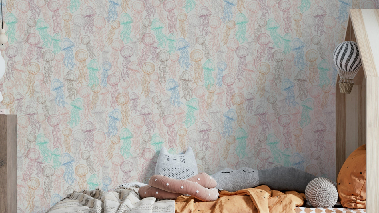 Pastel Jellyfish Doodle Wallpaper⁠