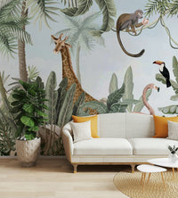 The colors are soft and gentle, with pale greens, browns, and dark shades.

