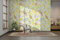 Soft pastel wallpaper with paisley details

